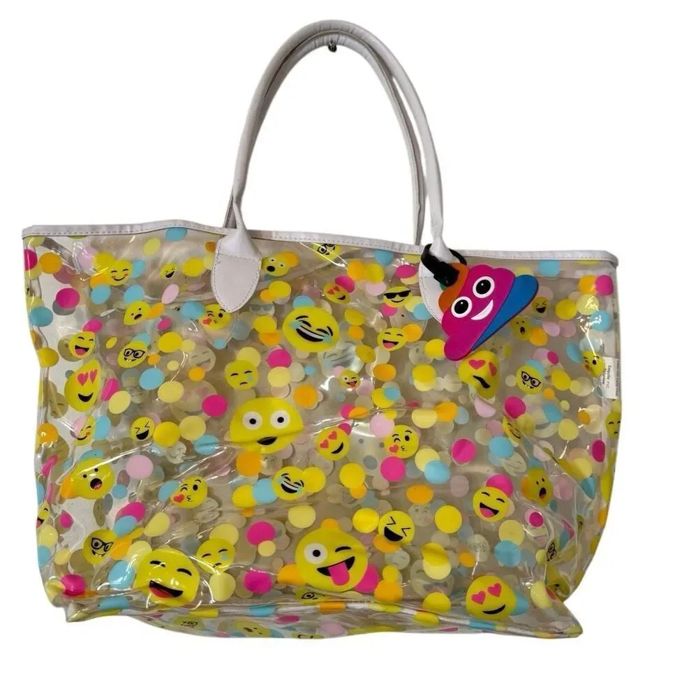Justice Confetti Emojis Transparent Tote Bag Clear Multicolor Size 12